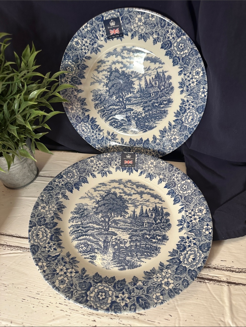 Royal Wessex Blue Italian Salad Plate - Blue & White